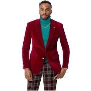 Kent & Park J134 Velvet Blazer With Gold Button Detail Red Men's Size 52